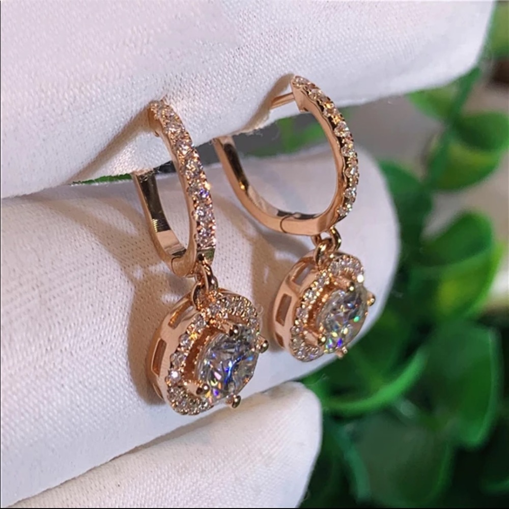 New Women’s Rose Gold Diamond Earrings - Picture 4 of 5